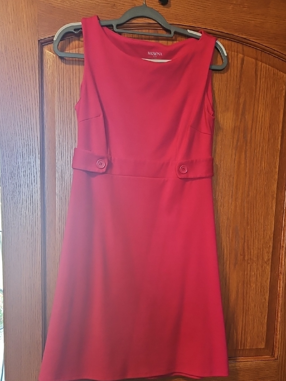 Merona Bright Pink Sleeveless Belt-Detail A-Line Dress